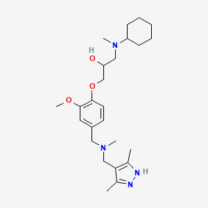 molecular formula C25H40N4O3 B6131942 1-[cyclohexyl(methyl)amino]-3-(4-{[[(3,5-dimethyl-1H-pyrazol-4-yl)methyl](methyl)amino]methyl}-2-methoxyphenoxy)-2-propanol 