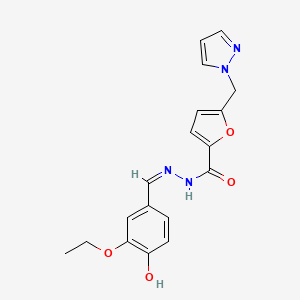 molecular formula C18H18N4O4 B6132026 N'-(3-ethoxy-4-hydroxybenzylidene)-5-(1H-pyrazol-1-ylmethyl)-2-furohydrazide 