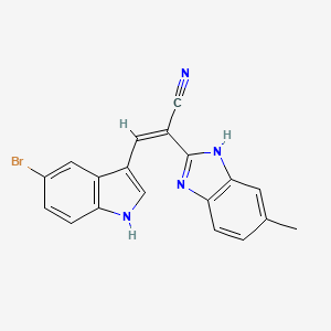 molecular formula C19H13BrN4 B6132037 3-(5-bromo-1H-indol-3-yl)-2-(5-methyl-1H-benzimidazol-2-yl)acrylonitrile 