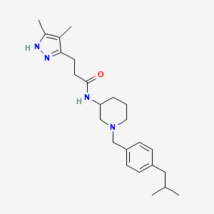molecular formula C24H36N4O B6132089 3-(3,4-dimethyl-1H-pyrazol-5-yl)-N-[1-(4-isobutylbenzyl)-3-piperidinyl]propanamide 