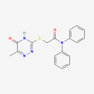 molecular formula C18H16N4O2S B6132134 2-[(6-methyl-5-oxo-4,5-dihydro-1,2,4-triazin-3-yl)thio]-N,N-diphenylacetamide 
