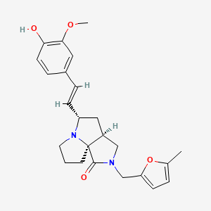 molecular formula C24H28N2O4 B6132140 (3aS*,5S*,9aS*)-5-[(E)-2-(4-hydroxy-3-methoxyphenyl)vinyl]-2-[(5-methyl-2-furyl)methyl]hexahydro-7H-pyrrolo[3,4-g]pyrrolizin-1(2H)-one 