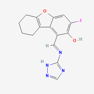 molecular formula C15H13IN4O2 B6132150 3-iodo-1-[(1H-1,2,4-triazol-3-ylimino)methyl]-6,7,8,9-tetrahydrodibenzo[b,d]furan-2-ol 