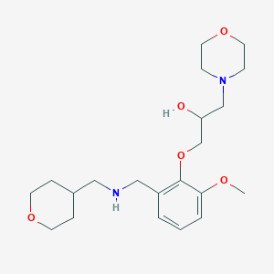 molecular formula C21H34N2O5 B6132154 1-(2-methoxy-6-{[(tetrahydro-2H-pyran-4-ylmethyl)amino]methyl}phenoxy)-3-(4-morpholinyl)-2-propanol 