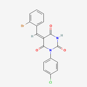 molecular formula C17H10BrClN2O3 B6132171 5-(2-bromobenzylidene)-1-(4-chlorophenyl)-2,4,6(1H,3H,5H)-pyrimidinetrione 