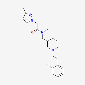 molecular formula C21H29FN4O B6132175 N-({1-[2-(2-fluorophenyl)ethyl]-3-piperidinyl}methyl)-N-methyl-2-(3-methyl-1H-pyrazol-1-yl)acetamide 