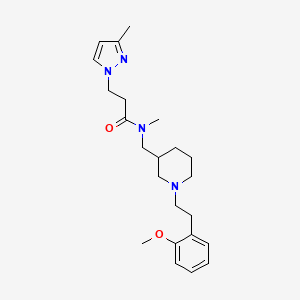 molecular formula C23H34N4O2 B6132213 N-({1-[2-(2-methoxyphenyl)ethyl]-3-piperidinyl}methyl)-N-methyl-3-(3-methyl-1H-pyrazol-1-yl)propanamide 