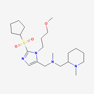 molecular formula C21H38N4O3S B6132215 1-[2-(cyclopentylsulfonyl)-1-(3-methoxypropyl)-1H-imidazol-5-yl]-N-methyl-N-[(1-methyl-2-piperidinyl)methyl]methanamine 