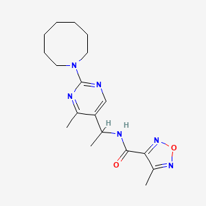 molecular formula C18H26N6O2 B6132222 N-{1-[2-(1-azocanyl)-4-methyl-5-pyrimidinyl]ethyl}-4-methyl-1,2,5-oxadiazole-3-carboxamide 