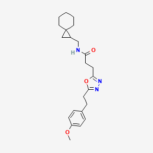 molecular formula C23H31N3O3 B6132236 3-{5-[2-(4-methoxyphenyl)ethyl]-1,3,4-oxadiazol-2-yl}-N-(spiro[2.5]oct-1-ylmethyl)propanamide 