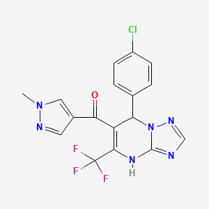molecular formula C17H12ClF3N6O B6132283 [7-(4-chlorophenyl)-5-(trifluoromethyl)-4,7-dihydro[1,2,4]triazolo[1,5-a]pyrimidin-6-yl](1-methyl-1H-pyrazol-4-yl)methanone 