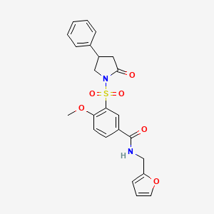 molecular formula C23H22N2O6S B6132323 N-(2-furylmethyl)-4-methoxy-3-[(2-oxo-4-phenylpyrrolidin-1-yl)sulfonyl]benzamide 