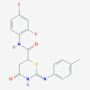 molecular formula C18H15F2N3O2S B6132364 N-(2,4-difluorophenyl)-2-[(4-methylphenyl)amino]-4-oxo-5,6-dihydro-4H-1,3-thiazine-6-carboxamide 