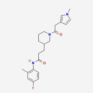 molecular formula C22H28FN3O2 B6132374 N-(4-fluoro-2-methylphenyl)-3-{1-[(1-methyl-1H-pyrrol-3-yl)acetyl]-3-piperidinyl}propanamide 