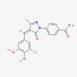 molecular formula C19H15ClN2O5 B6132390 4-[4-(3-chloro-4-hydroxy-5-methoxybenzylidene)-3-methyl-5-oxo-4,5-dihydro-1H-pyrazol-1-yl]benzoic acid 