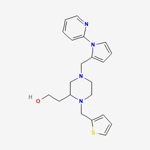 molecular formula C21H26N4OS B6132398 2-[4-{[1-(2-pyridinyl)-1H-pyrrol-2-yl]methyl}-1-(2-thienylmethyl)-2-piperazinyl]ethanol 