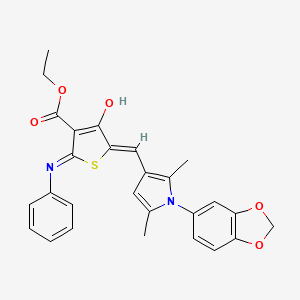 ethyl 2-anilino-5-{[1-(1,3-benzodioxol-5-yl)-2,5-dimethyl-1H-pyrrol-3-yl]methylene}-4-oxo-4,5-dihydro-3-thiophenecarboxylate