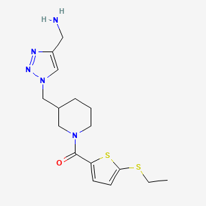 molecular formula C16H23N5OS2 B6132440 ({1-[(1-{[5-(ethylthio)-2-thienyl]carbonyl}-3-piperidinyl)methyl]-1H-1,2,3-triazol-4-yl}methyl)amine trifluoroacetate 