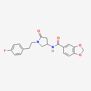 molecular formula C20H19FN2O4 B6132447 N-{1-[2-(4-fluorophenyl)ethyl]-5-oxo-3-pyrrolidinyl}-1,3-benzodioxole-5-carboxamide 