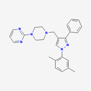 molecular formula C26H28N6 B6132455 2-(4-{[1-(2,5-dimethylphenyl)-3-phenyl-1H-pyrazol-4-yl]methyl}-1-piperazinyl)pyrimidine 