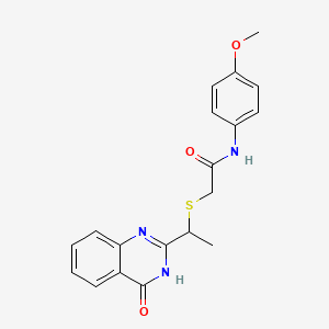 molecular formula C19H19N3O3S B6132508 N-(4-methoxyphenyl)-2-{[1-(4-oxo-3,4-dihydro-2-quinazolinyl)ethyl]thio}acetamide 
