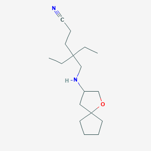 molecular formula C17H30N2O B6132529 4-ethyl-4-[(1-oxaspiro[4.4]non-3-ylamino)methyl]hexanenitrile 