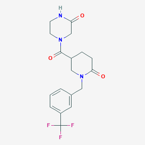 molecular formula C18H20F3N3O3 B6132550 4-({6-oxo-1-[3-(trifluoromethyl)benzyl]-3-piperidinyl}carbonyl)-2-piperazinone 