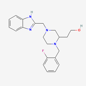 molecular formula C21H25FN4O B6132555 2-[4-(1H-benzimidazol-2-ylmethyl)-1-(2-fluorobenzyl)-2-piperazinyl]ethanol 