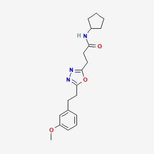 molecular formula C19H25N3O3 B6132564 N-cyclopentyl-3-{5-[2-(3-methoxyphenyl)ethyl]-1,3,4-oxadiazol-2-yl}propanamide 