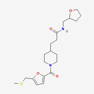 molecular formula C20H30N2O4S B6132596 3-(1-{5-[(methylthio)methyl]-2-furoyl}-4-piperidinyl)-N-(tetrahydro-2-furanylmethyl)propanamide 