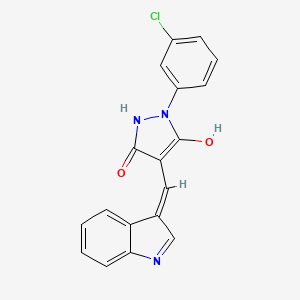 molecular formula C18H12ClN3O2 B6132602 1-(3-chlorophenyl)-4-(1H-indol-3-ylmethylene)-3,5-pyrazolidinedione 