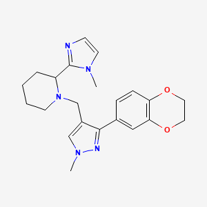 molecular formula C22H27N5O2 B6132605 1-{[3-(2,3-dihydro-1,4-benzodioxin-6-yl)-1-methyl-1H-pyrazol-4-yl]methyl}-2-(1-methyl-1H-imidazol-2-yl)piperidine 