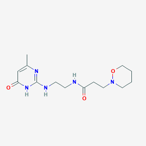 molecular formula C14H23N5O3 B6132646 N-{2-[(4-methyl-6-oxo-1,6-dihydropyrimidin-2-yl)amino]ethyl}-3-(1,2-oxazinan-2-yl)propanamide 