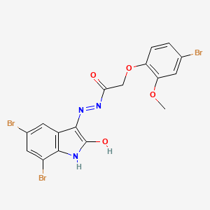 molecular formula C17H12Br3N3O4 B6132660 2-(4-bromo-2-methoxyphenoxy)-N'-(5,7-dibromo-2-oxo-1,2-dihydro-3H-indol-3-ylidene)acetohydrazide 