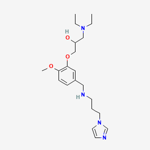 molecular formula C21H34N4O3 B6132677 1-(diethylamino)-3-[5-({[3-(1H-imidazol-1-yl)propyl]amino}methyl)-2-methoxyphenoxy]-2-propanol 