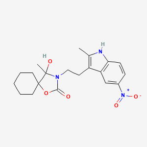 molecular formula C20H25N3O5 B6132685 4-hydroxy-4-methyl-3-[2-(2-methyl-5-nitro-1H-indol-3-yl)ethyl]-1-oxa-3-azaspiro[4.5]decan-2-one 