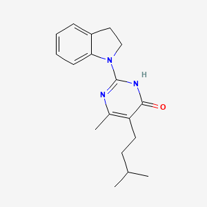 molecular formula C18H23N3O B6132692 2-(2,3-dihydro-1H-indol-1-yl)-6-methyl-5-(3-methylbutyl)-4(3H)-pyrimidinone 