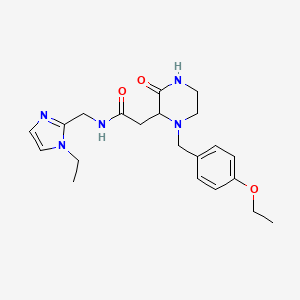 molecular formula C21H29N5O3 B6132717 2-[1-(4-ethoxybenzyl)-3-oxo-2-piperazinyl]-N-[(1-ethyl-1H-imidazol-2-yl)methyl]acetamide 