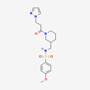molecular formula C19H26N4O4S B6132793 4-methoxy-N-({1-[3-(1H-pyrazol-1-yl)propanoyl]-3-piperidinyl}methyl)benzenesulfonamide 