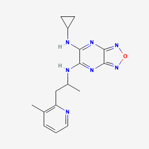 molecular formula C16H19N7O B6132795 N-cyclopropyl-N'-[1-methyl-2-(3-methyl-2-pyridinyl)ethyl][1,2,5]oxadiazolo[3,4-b]pyrazine-5,6-diamine 