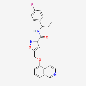 molecular formula C23H20FN3O3 B6132810 N-[1-(4-fluorophenyl)propyl]-5-[(5-isoquinolinyloxy)methyl]-3-isoxazolecarboxamide 