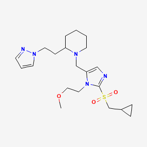 molecular formula C21H33N5O3S B6132840 1-{[2-[(cyclopropylmethyl)sulfonyl]-1-(2-methoxyethyl)-1H-imidazol-5-yl]methyl}-2-[2-(1H-pyrazol-1-yl)ethyl]piperidine 
