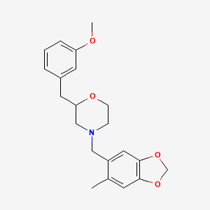 molecular formula C21H25NO4 B6132869 2-(3-methoxybenzyl)-4-[(6-methyl-1,3-benzodioxol-5-yl)methyl]morpholine 