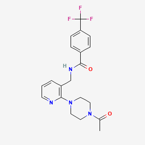 molecular formula C20H21F3N4O2 B6132877 N-{[2-(4-acetyl-1-piperazinyl)-3-pyridinyl]methyl}-4-(trifluoromethyl)benzamide 
