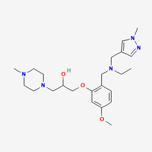 molecular formula C23H37N5O3 B6132960 1-[2-({ethyl[(1-methyl-1H-pyrazol-4-yl)methyl]amino}methyl)-5-methoxyphenoxy]-3-(4-methyl-1-piperazinyl)-2-propanol 