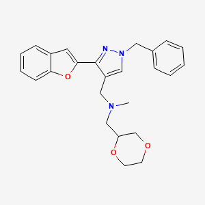 molecular formula C25H27N3O3 B6133012 1-[3-(1-benzofuran-2-yl)-1-benzyl-1H-pyrazol-4-yl]-N-(1,4-dioxan-2-ylmethyl)-N-methylmethanamine 