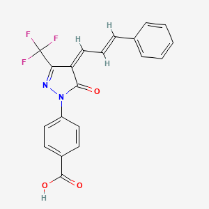 molecular formula C20H13F3N2O3 B6133020 4-[5-oxo-4-(3-phenyl-2-propen-1-ylidene)-3-(trifluoromethyl)-4,5-dihydro-1H-pyrazol-1-yl]benzoic acid 