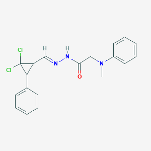 N'-[(2,2-dichloro-3-phenylcyclopropyl)methylene]-2-[methyl(phenyl)amino]acetohydrazide