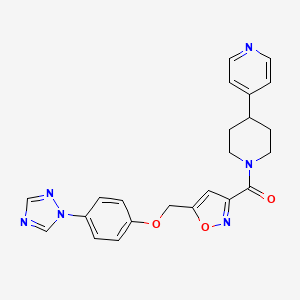 molecular formula C23H22N6O3 B6133078 4-{1-[(5-{[4-(1H-1,2,4-triazol-1-yl)phenoxy]methyl}-3-isoxazolyl)carbonyl]-4-piperidinyl}pyridine 