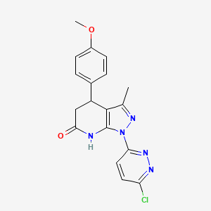molecular formula C18H16ClN5O2 B6133083 1-(6-chloro-3-pyridazinyl)-4-(4-methoxyphenyl)-3-methyl-1,4,5,7-tetrahydro-6H-pyrazolo[3,4-b]pyridin-6-one 